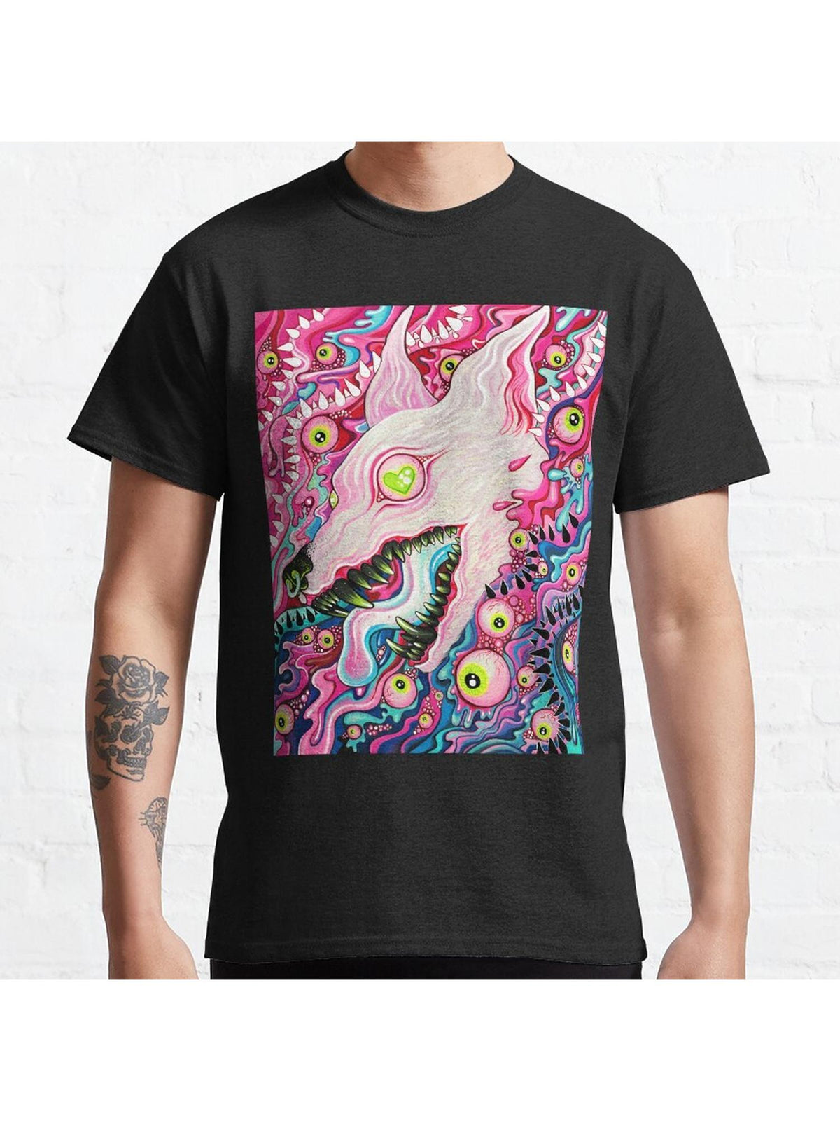 Glitterwolf Acrylic Painting Classic T-Shirt 100% Cotton, Gifts for Men Dad Husband Grandpa, S-XXXL, Black