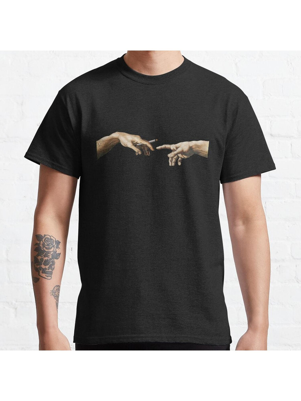 Joint pass - The Creation of Adam Classic T-Shirt 100% Cotton, Gifts for Men Dad Husband Grandpa, S-XXXL, Black