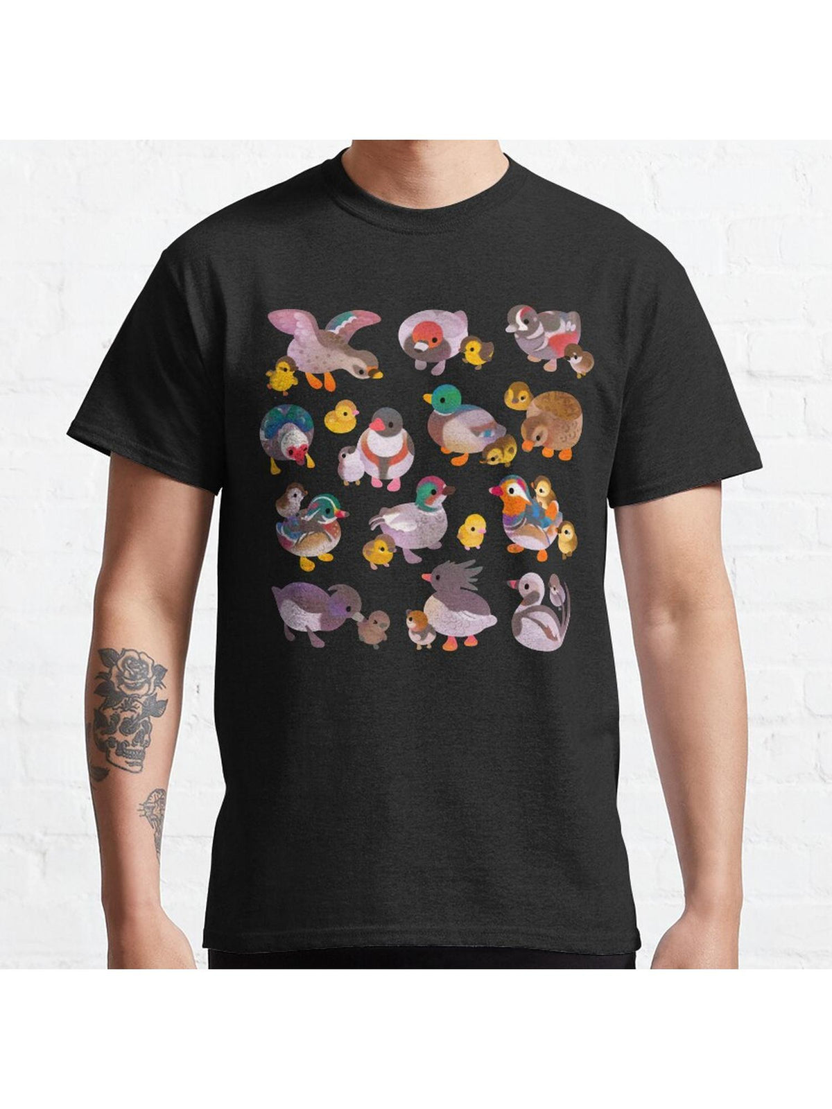 Duck and Duckling Classic T-Shirt 100% Cotton, Gifts for Men Dad Husband Grandpa, S-XXXL, Black