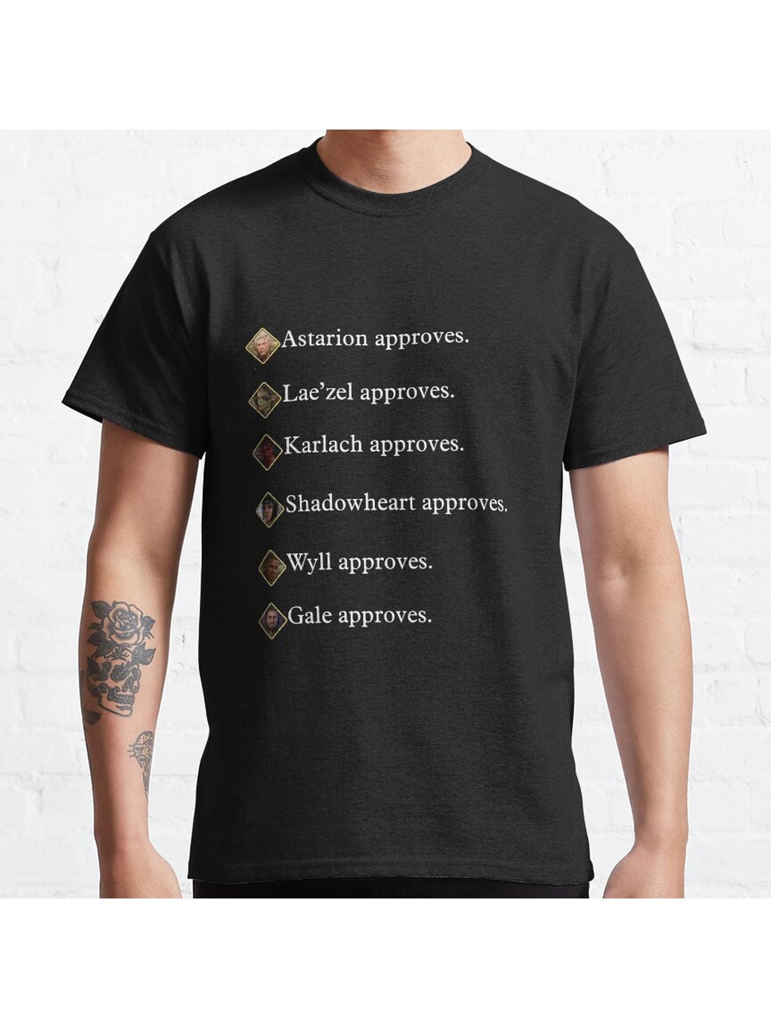 Party approves ~ Baldur's Gate 3 Classic T-Shirt 100% Cotton, Gifts for Men Dad Husband Grandpa, S-XXXL, Black