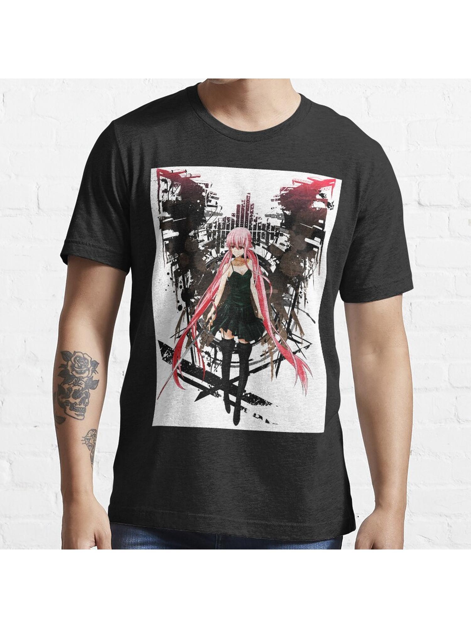Gasai Yuno Anime Future Desolation Anime T-shirt Essential T-Shirt 100% Cotton, Gifts for Men Dad Husband Grandpa, S-XXXL, Black