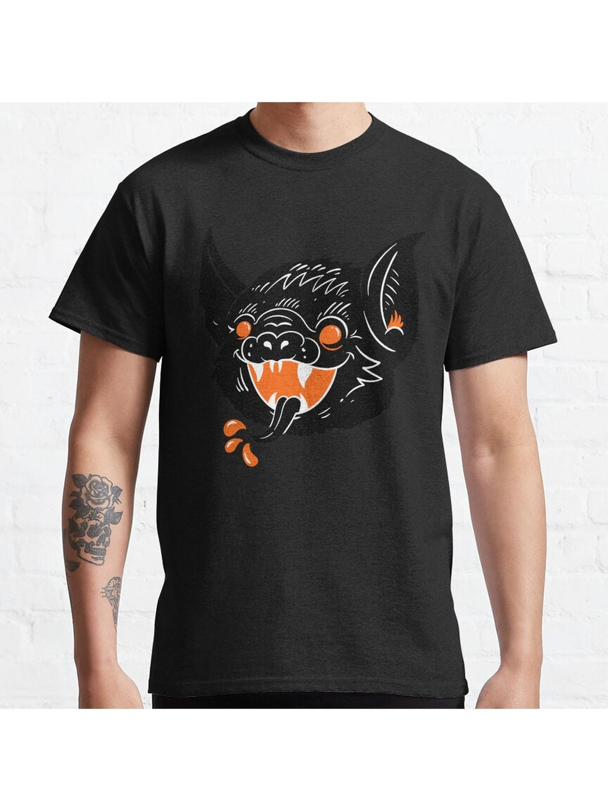 Vintage Bat Halloween Classic T-Shirt 100% Cotton, Gifts for Men Dad Husband Grandpa, S-XXXL, Black