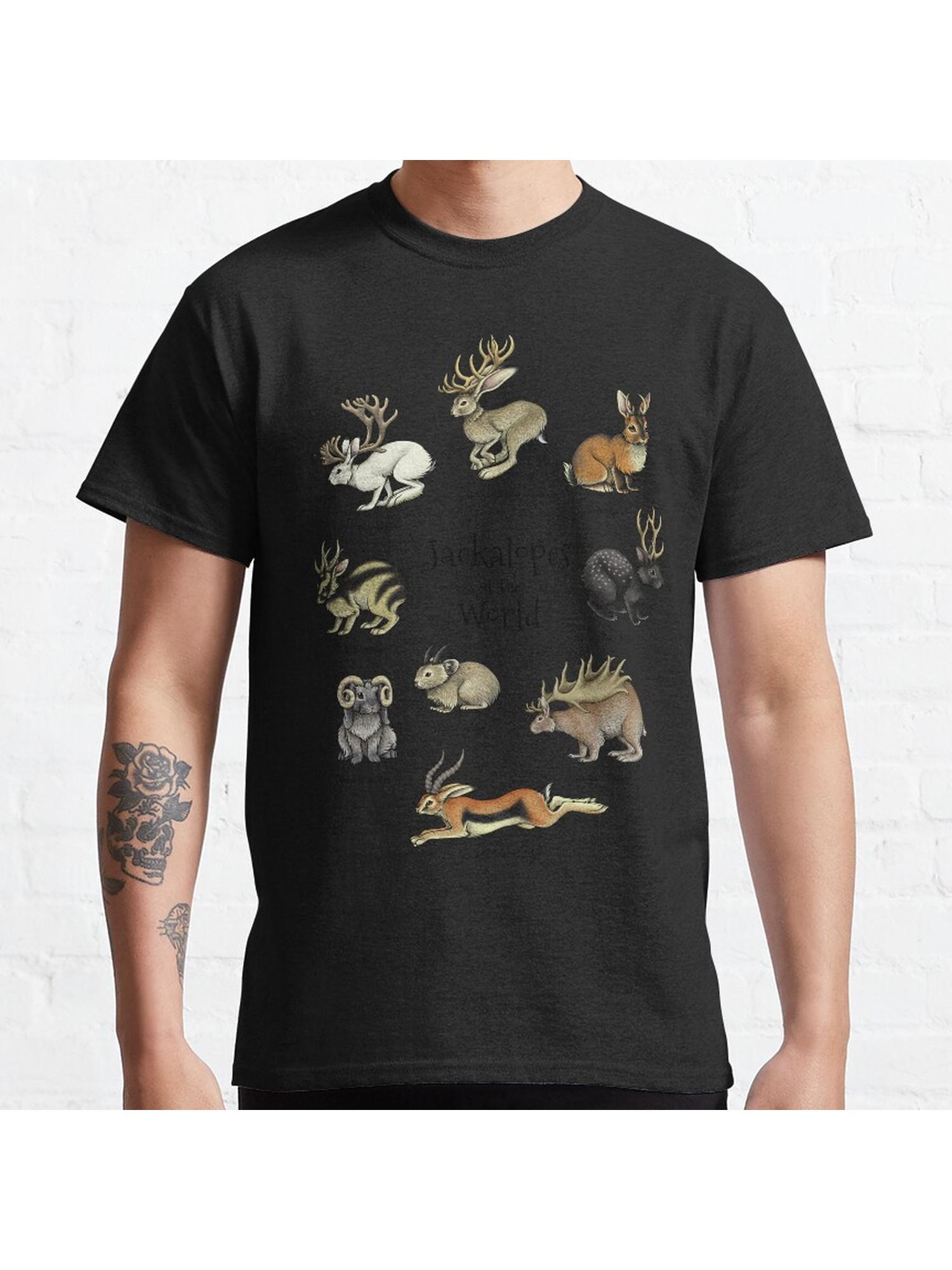 Jackalopes of the World Classic T-Shirt 100% Cotton, Gifts for Men Dad Husband Grandpa, S-XXXL, Black