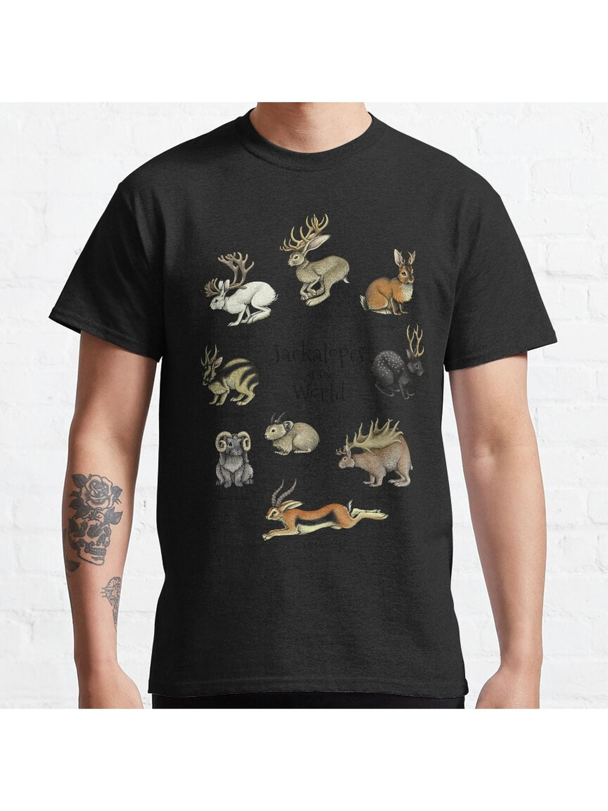 Jackalopes of the World Classic T-Shirt 100% Cotton, Gifts for Men Dad Husband Grandpa, S-XXXL, Black