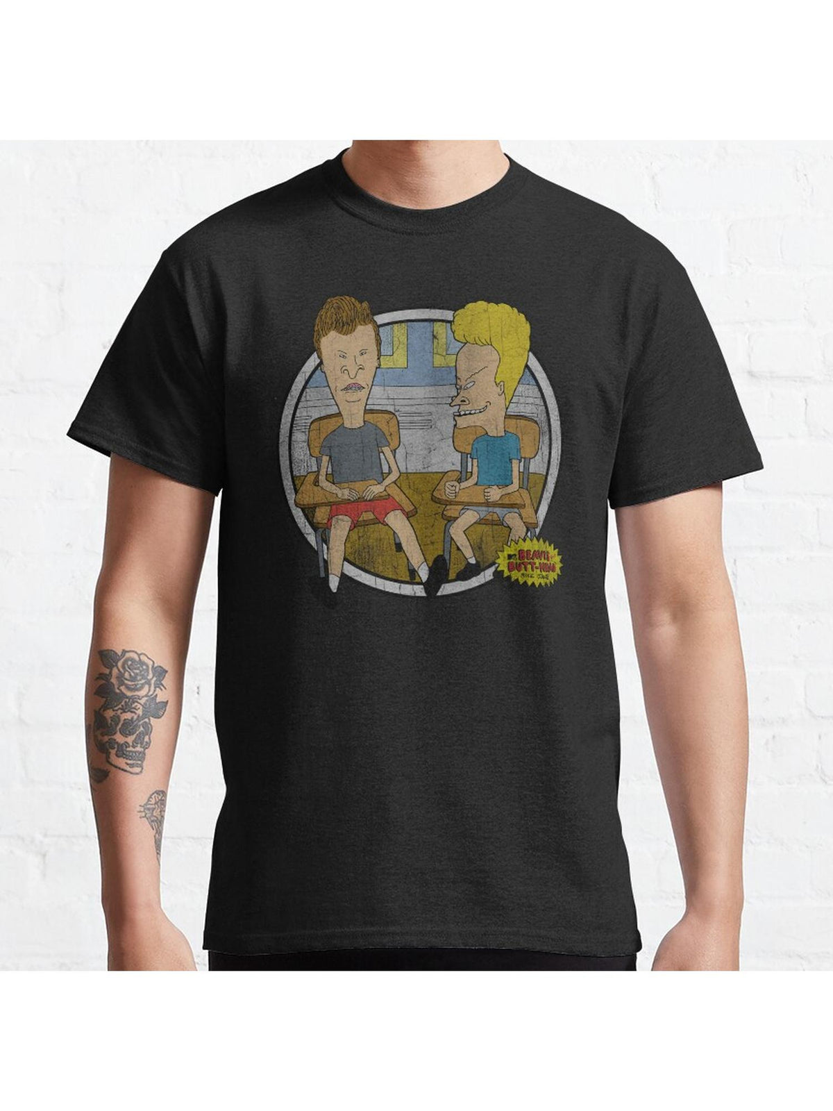 Beavis And Butt-Head Classroom Portrait Classic T-Shirt 100% Cotton, Gifts for Men Dad Husband Grandpa, S-XXXL, Black