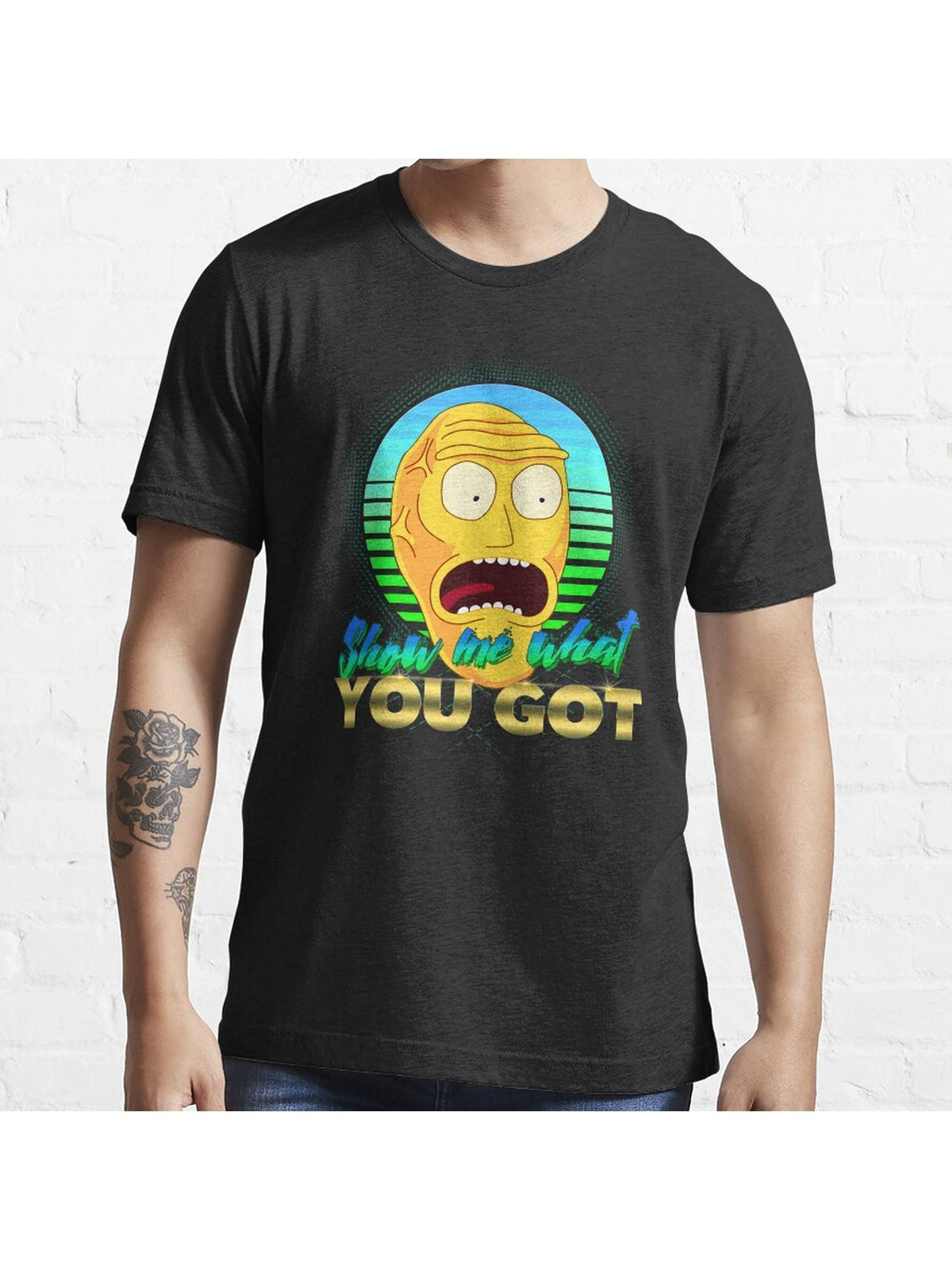 Show Me What You Got Essential T-Shirt 100% Cotton, Gifts for Men Dad Husband Grandpa, S-XXXL, Black