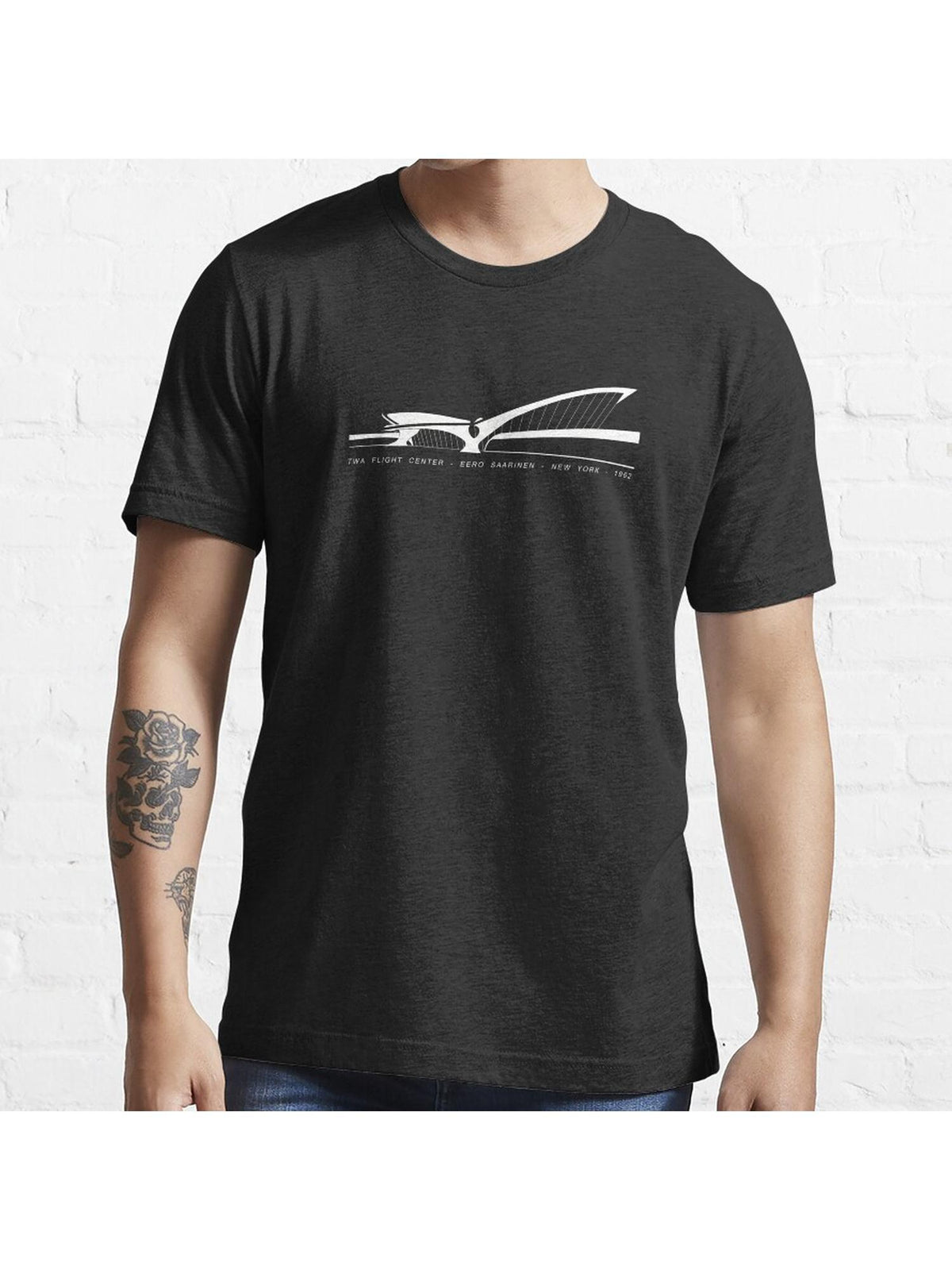 TWA Flight Center Saarinen Architecture Tshirt Essential T-Shirt 100% Cotton, Gifts for Men Dad Husband Grandpa, S-XXXL, Black