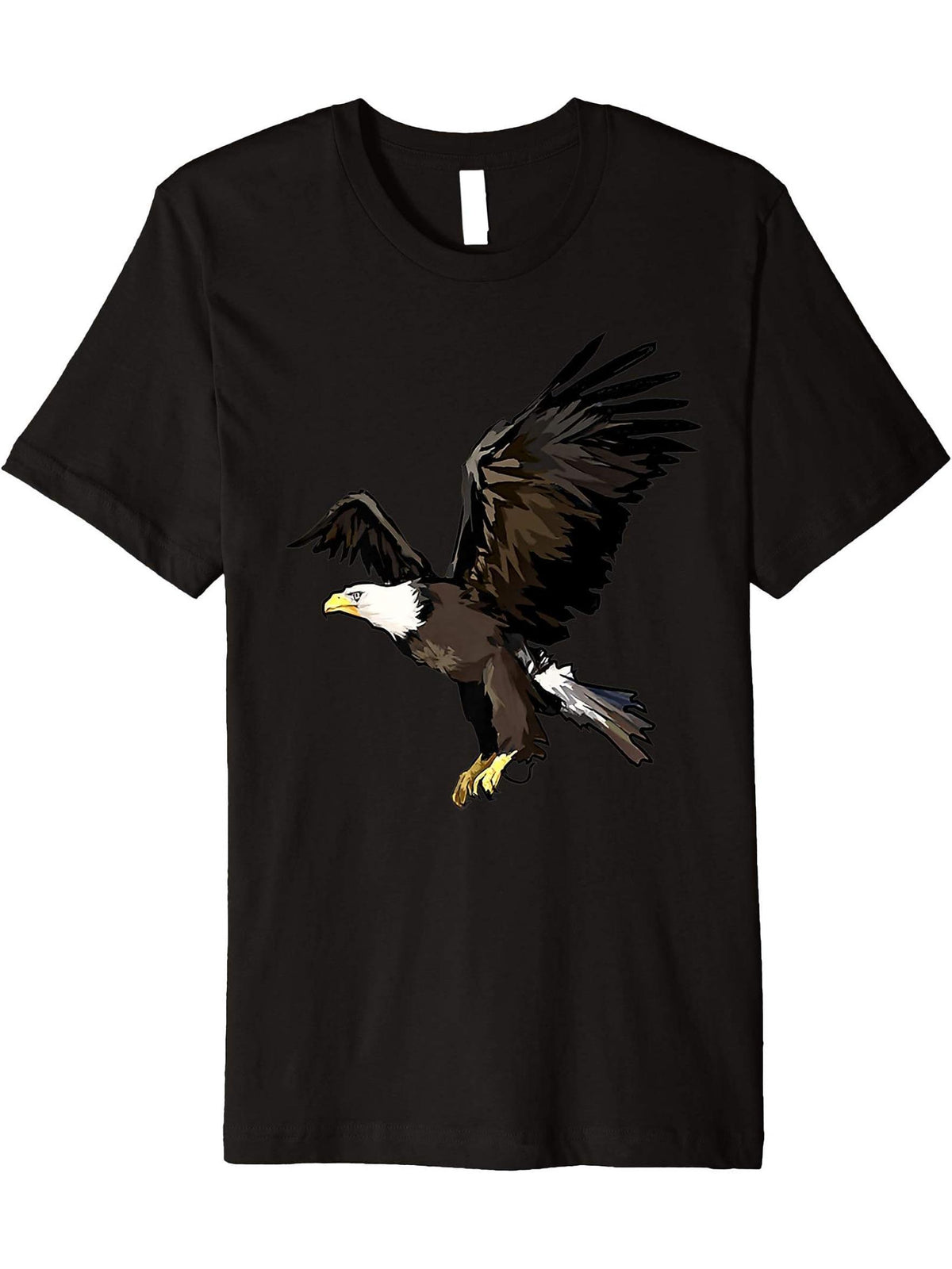 Beautiful American Bald Eagle Bird In Majestic Flight Art Premium T-Shirt 180G 100% Cotton Printed Round Neck Short-Sleeve T-Shirt, Gifts for Men Dad Husband Grandpa, S-XXXL, Black