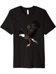 Beautiful American Bald Eagle Bird In Majestic Flight Art Premium T-Shirt 180G 100% Cotton Printed Round Neck Short-Sleeve T-Shirt, Gifts for Men Dad Husband Grandpa, S-XXXL, Black