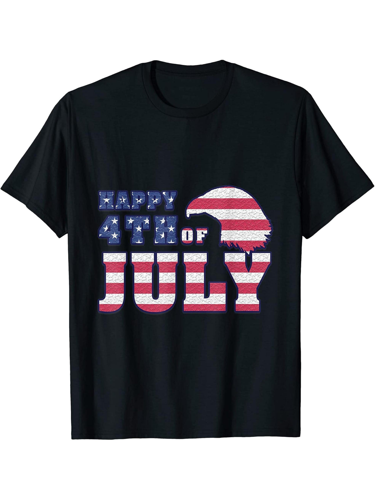 Holiday Icon Eagle Bald July Independence Day T-Shirt 180G 100% Cotton Printed Round Neck Short-Sleeve T-Shirt, Gifts for Men Dad Husband Grandpa, S-XXXL, Black