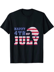 Holiday Icon Eagle Bald July Independence Day T-Shirt 180G 100% Cotton Printed Round Neck Short-Sleeve T-Shirt, Gifts for Men Dad Husband Grandpa, S-XXXL, Black