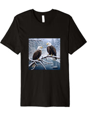 Eagle Bald Winter Premium T-Shirt 180G 100% Cotton Printed Round Neck Short-Sleeve T-Shirt, Gifts for Men Dad Husband Grandpa, S-XXXL, Black
