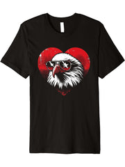 Bald Eagle Heart - Vintage Cool Eagle Bird Lover Premium T-Shirt 180G 100% Cotton Printed Round Neck Short-Sleeve T-Shirt, Gifts for Men Dad Husband Grandpa, S-XXXL, Black