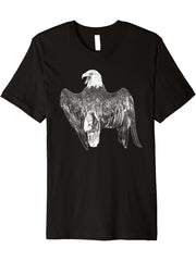 Bald eagle screaming from behind, Structure, White Premium T-Shirt 180G 100% Cotton Printed Round Neck Short-Sleeve T-Shirt, Gifts for Men Dad Husband Grandpa, S-XXXL, Black