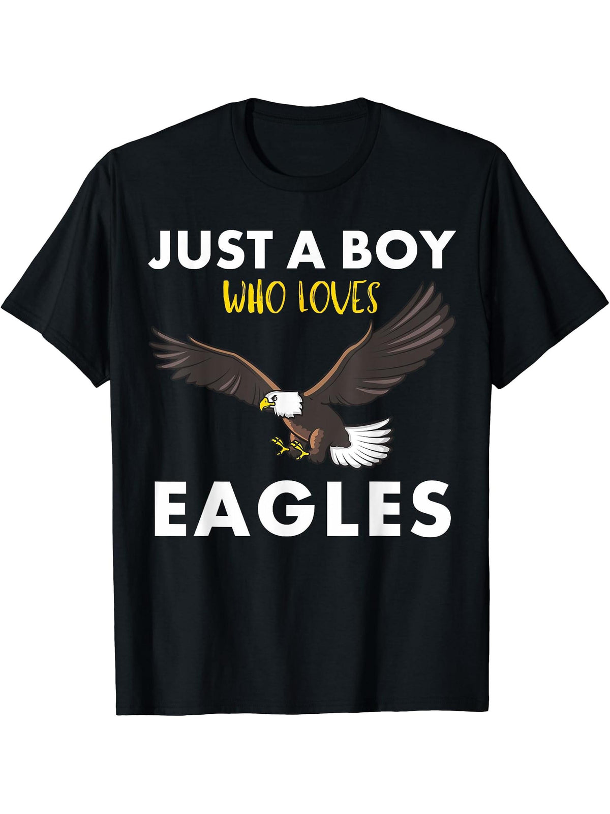 Eagles Design for Boys T-Shirt 180G 100% Cotton Printed Round Neck Short-Sleeve T-Shirt, Gifts for Men Dad Husband Grandpa, S-XXXL, Black