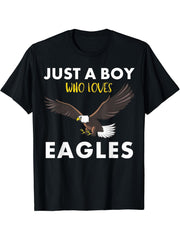 Eagles Design for Boys T-Shirt 180G 100% Cotton Printed Round Neck Short-Sleeve T-Shirt, Gifts for Men Dad Husband Grandpa, S-XXXL, Black