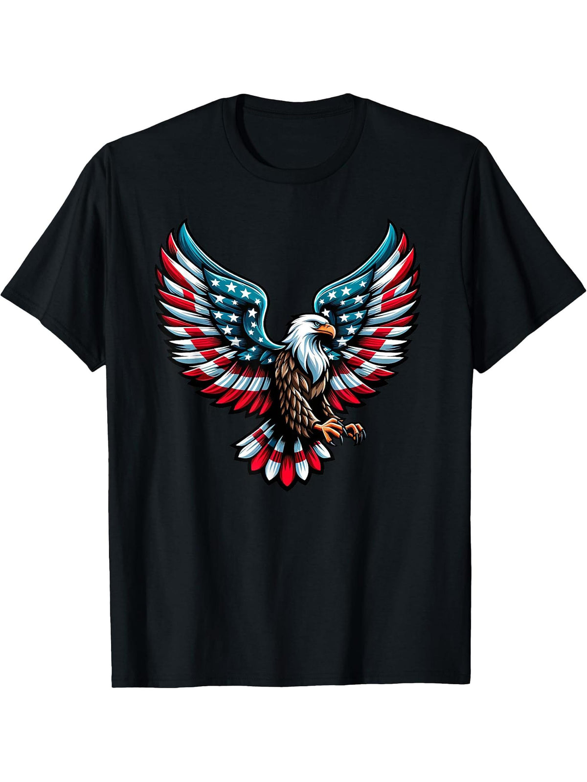 Funny Bald Eagle 4th July American USA Flag Boys Girls Boy Girl T-Shirt 180G 100% Cotton Printed Round Neck Short-Sleeve T-Shirt, Gifts for Men Dad Husband Grandpa, S-XXXL, Black