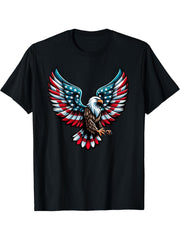 Funny Bald Eagle 4th July American USA Flag Boys Girls Boy Girl T-Shirt 180G 100% Cotton Printed Round Neck Short-Sleeve T-Shirt, Gifts for Men Dad Husband Grandpa, S-XXXL, Black