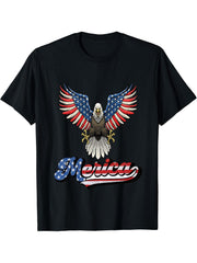 American Bald Eagle Eyes Shirt USA Flag Merica Patriotic Tee T-Shirt 180G 100% Cotton Printed Round Neck Short-Sleeve T-Shirt, Gifts for Men Dad Husband Grandpa, S-XXXL, Black