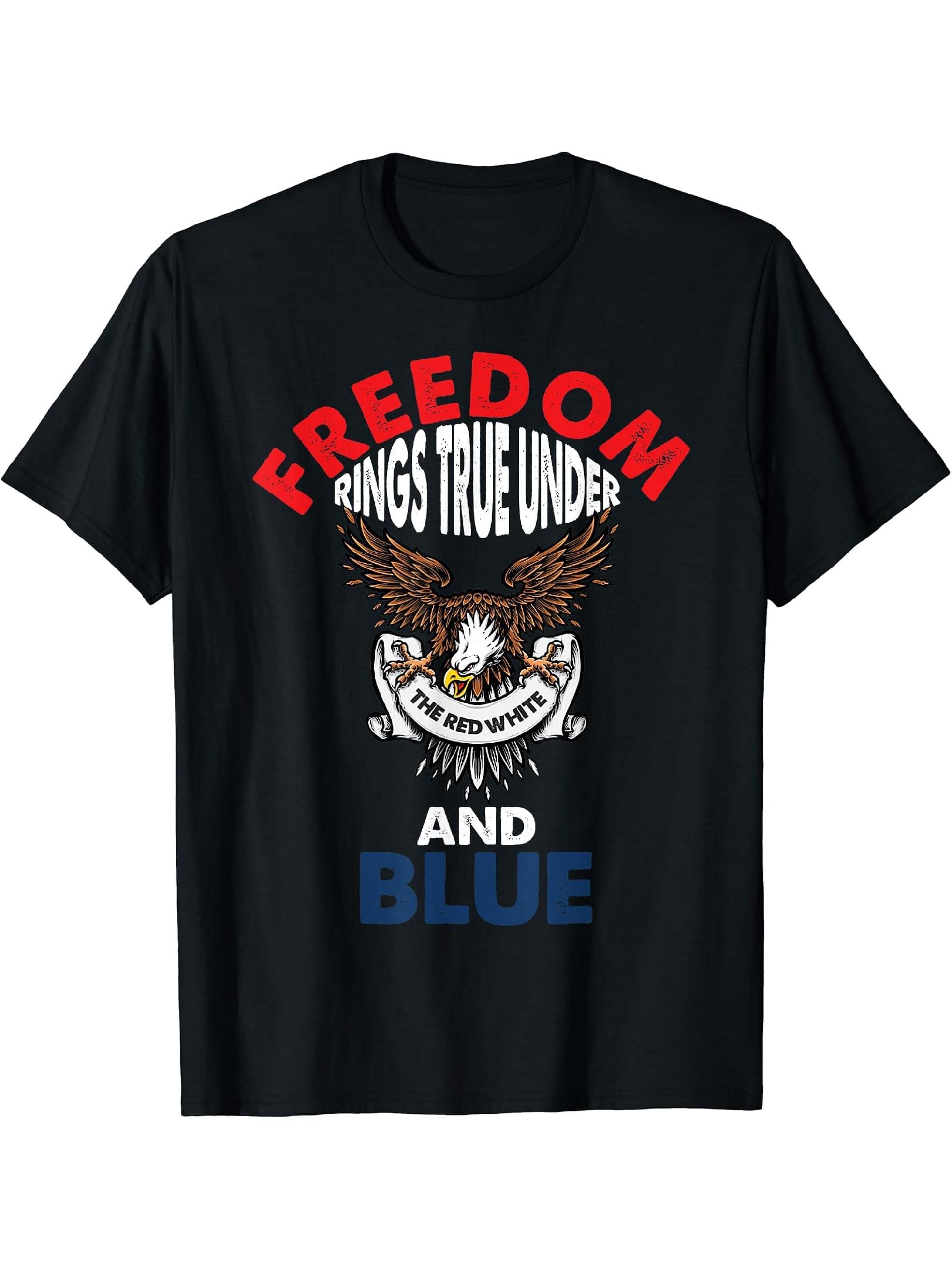 America's liberty bald eagle national bird strength national T-Shirt 180G 100% Cotton Printed Round Neck Short-Sleeve T-Shirt, Gifts for Men Dad Husband Grandpa, S-XXXL, Black