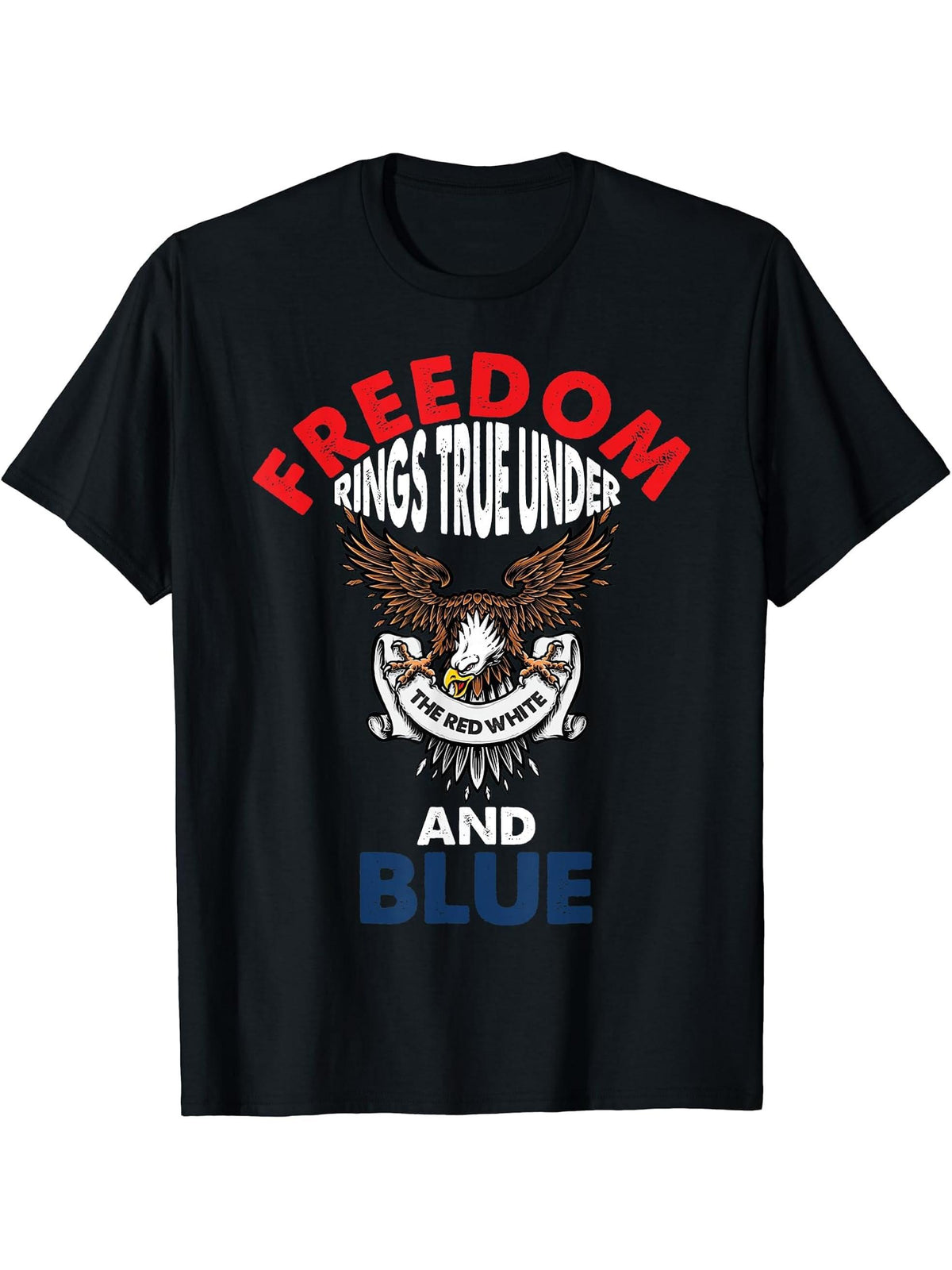 America's liberty bald eagle national bird strength national T-Shirt 180G 100% Cotton Printed Round Neck Short-Sleeve T-Shirt, Gifts for Men Dad Husband Grandpa, S-XXXL, Black