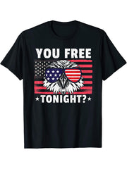Bald Eagle Independence Day 4th July T-Shirt 180G 100% Cotton Printed Round Neck Short-Sleeve T-Shirt, Gifts for Men Dad Husband Grandpa, S-XXXL, Black