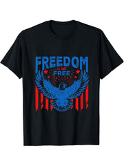 Freedom Is Not Free Bald Eagle Of Freedom 4th of July Merica T-Shirt 180G 100% Cotton Printed Round Neck Short-Sleeve T-Shirt, Gifts for Men Dad Husband Grandpa, S-XXXL, Black