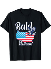 Independence Day Bald Eagle T-Shirt 180G 100% Cotton Printed Round Neck Short-Sleeve T-Shirt, Gifts for Men Dad Husband Grandpa, S-XXXL, Black