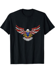 Bald Eagle USA American Flag 4th Of July Proud Patriotic T-Shirt 180G 100% Cotton Printed Round Neck Short-Sleeve T-Shirt, Gifts for Men Dad Husband Grandpa, S-XXXL, Black
