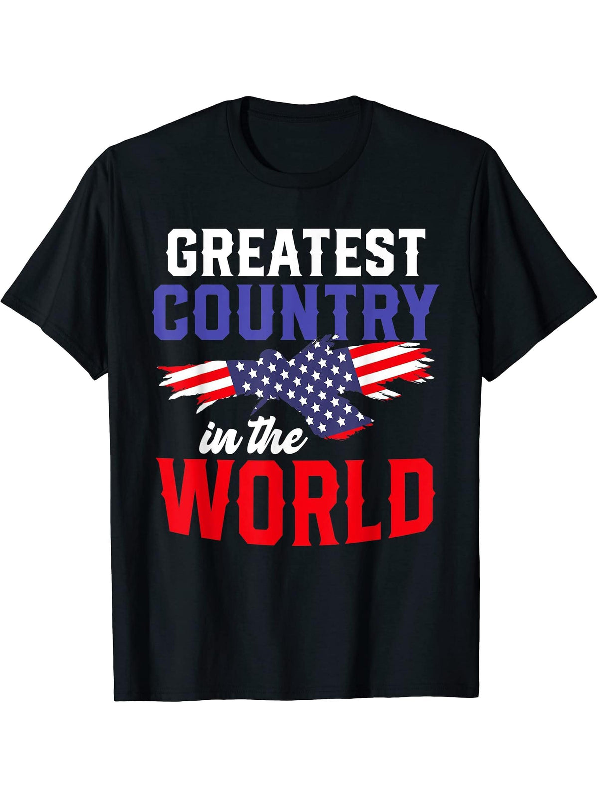 American Bald Eagle US Flag Patriotic American 4th Of July T-Shirt 180G 100% Cotton Printed Round Neck Short-Sleeve T-Shirt, Gifts for Men Dad Husband Grandpa, S-XXXL, Black