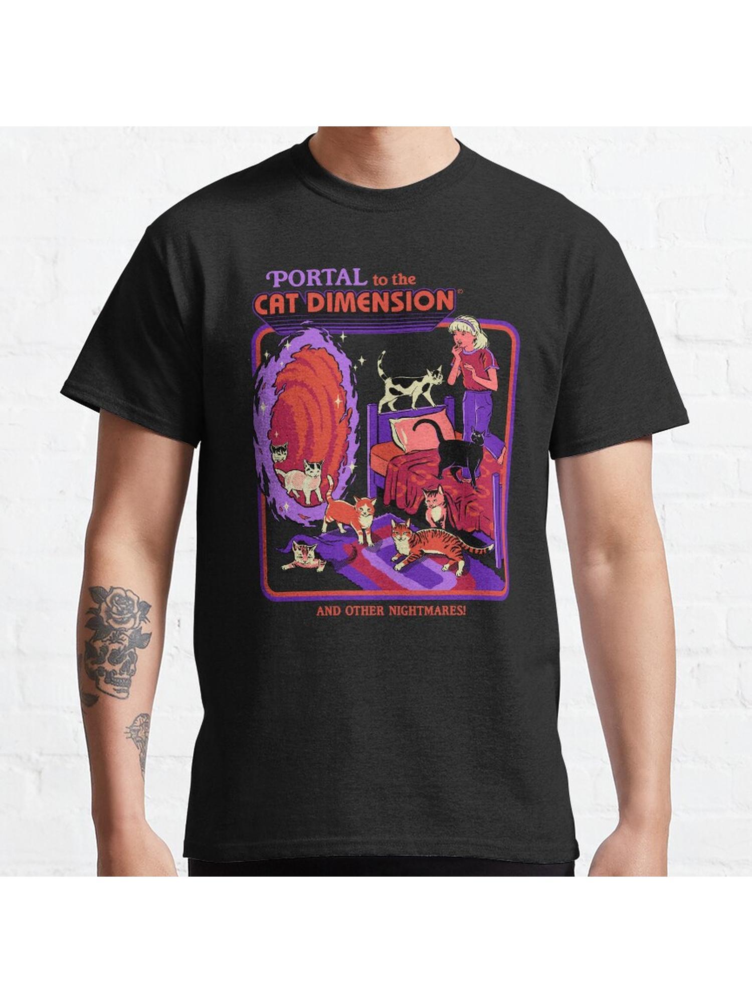 The Cat Dimension Classic T-Shirt 100% Cotton, Gifts for Men Dad Husband Grandpa, S-XXXL, Black
