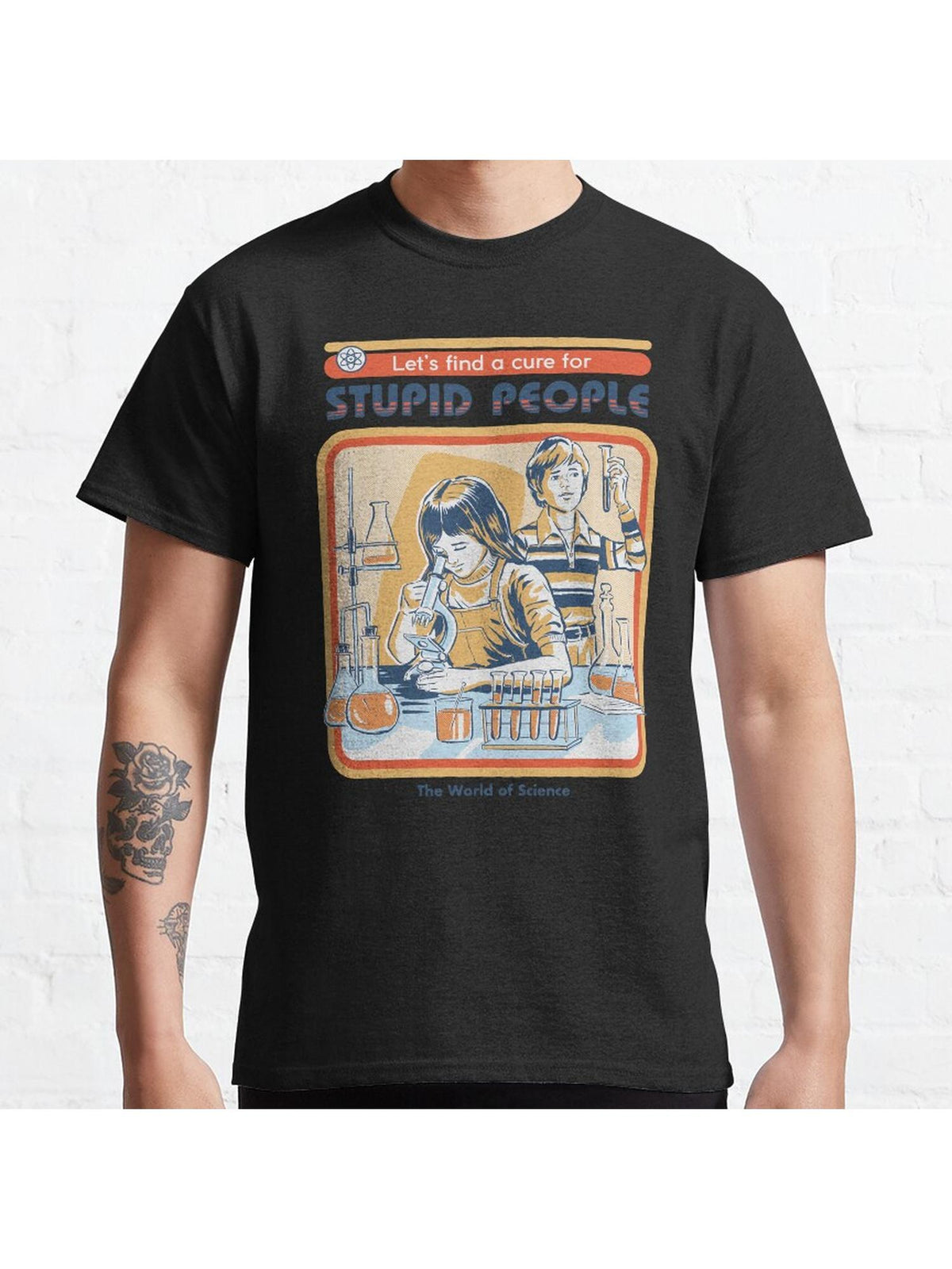 A Cure For Stupid People Classic T-Shirt 100% Cotton, Gifts for Men Dad Husband Grandpa, S-XXXL, Black