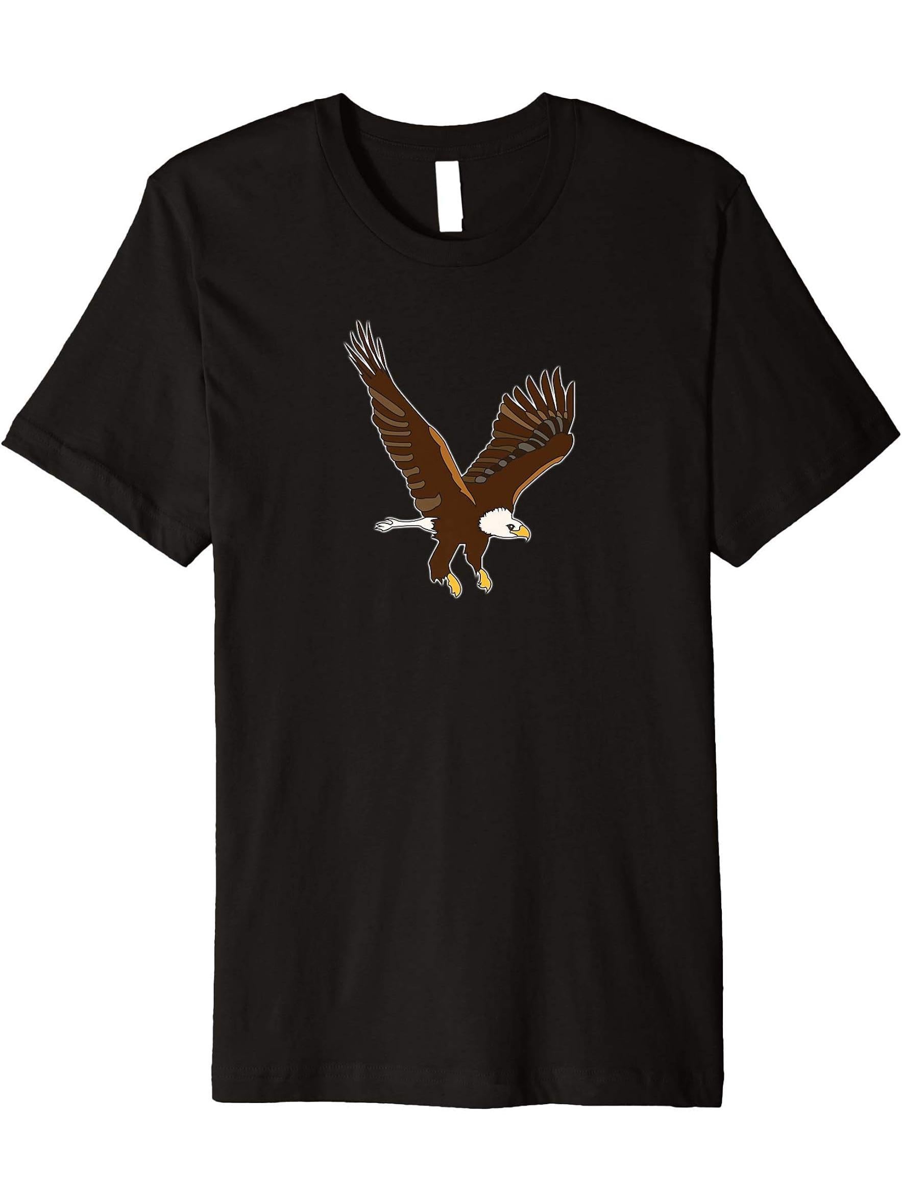 Bald Eagle patriotic USA birds of prey Premium T-Shirt 180G 100% Cotton Printed Round Neck Short-Sleeve T-Shirt, Gifts for Men Dad Husband Grandpa, S-XXXL, Black