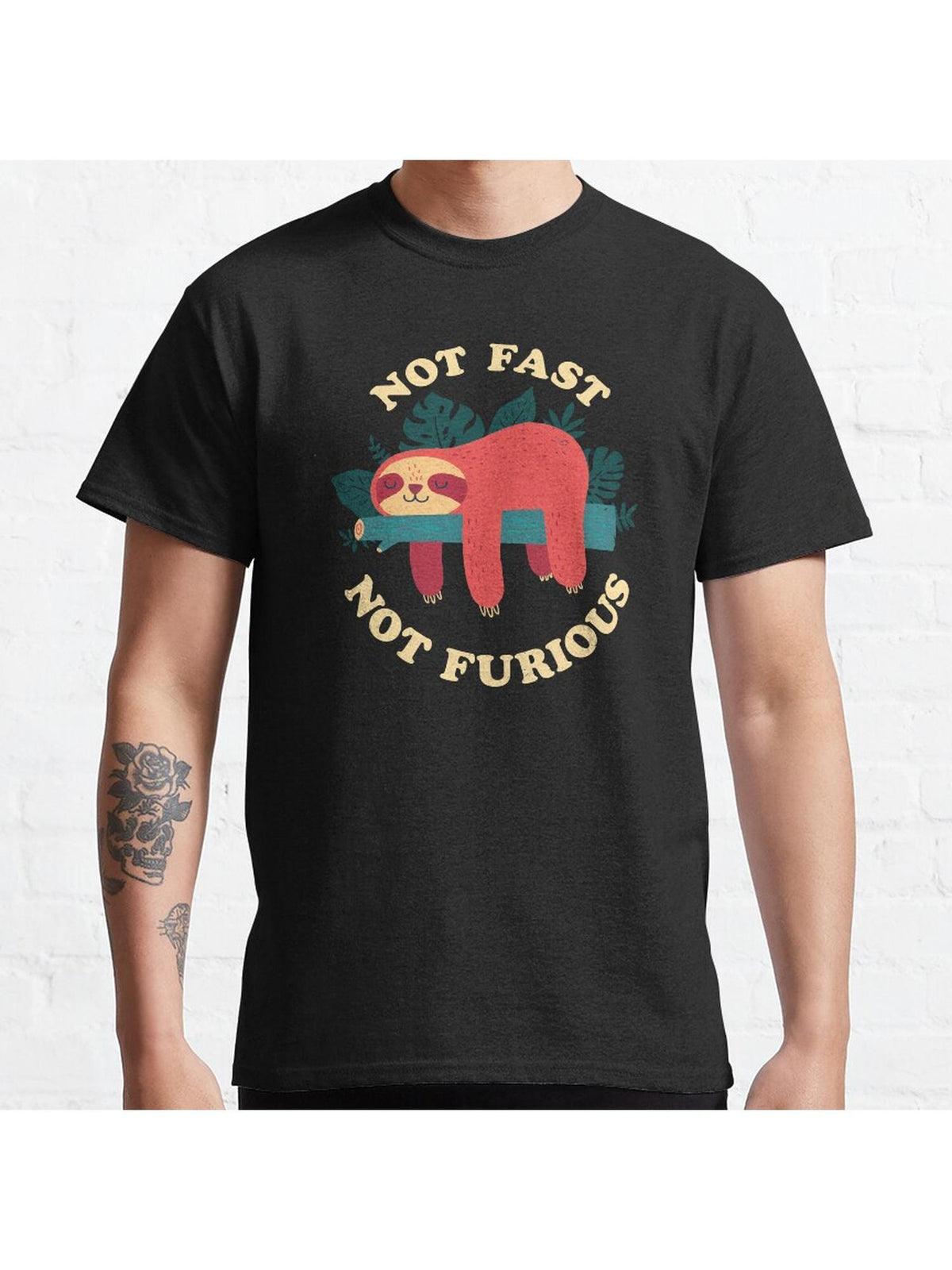 Not Fast, Not Furious Classic T-Shirt 100% Cotton, Gifts for Men Dad Husband Grandpa, S-XXXL, Black