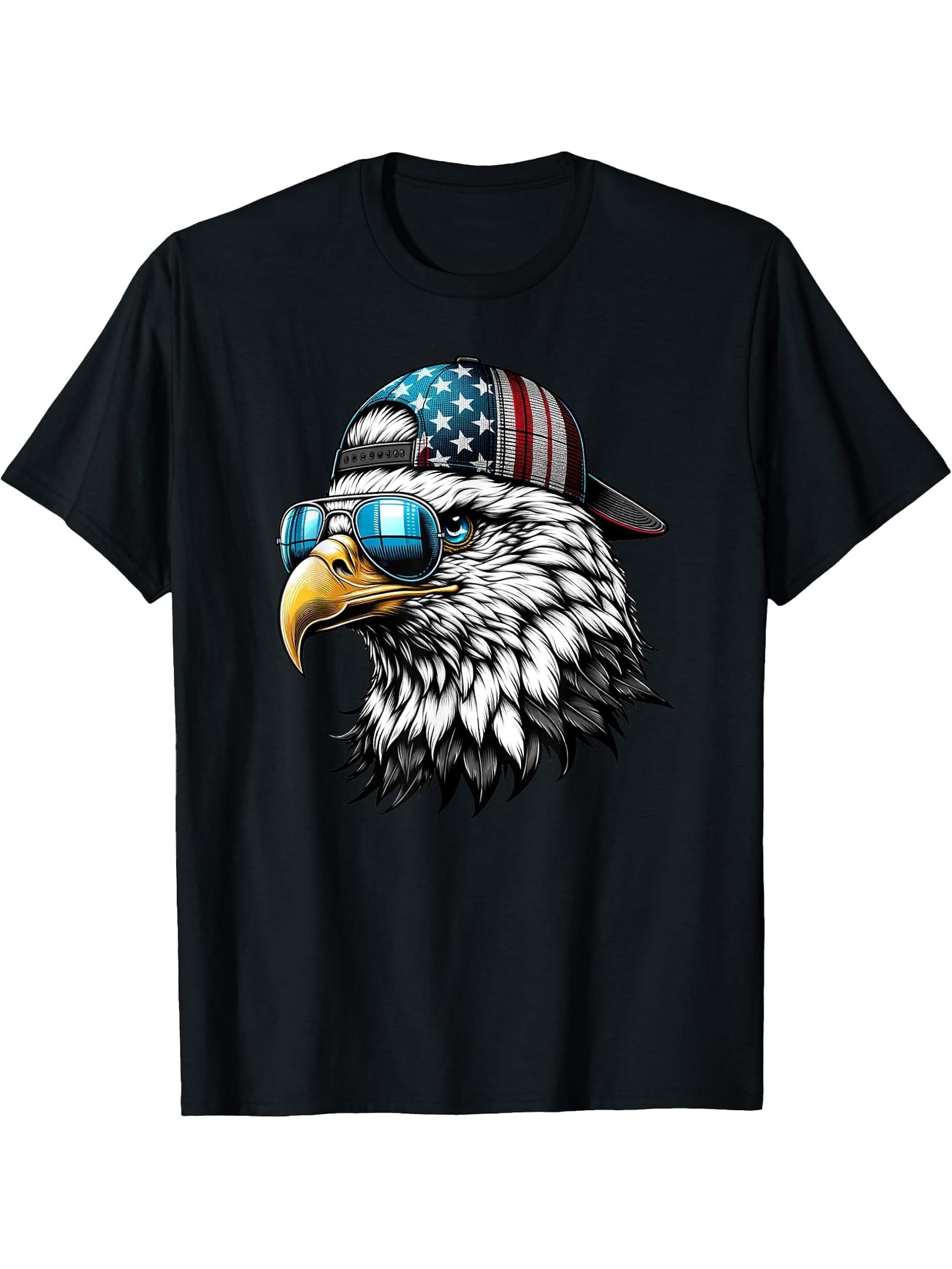 Cool Funny American Bald Eagle Inauguration Day men & women T-Shirt 180G 100% Cotton Printed Round Neck Short-Sleeve T-Shirt, Gifts for Men Dad Husband Grandpa, S-XXXL, Black