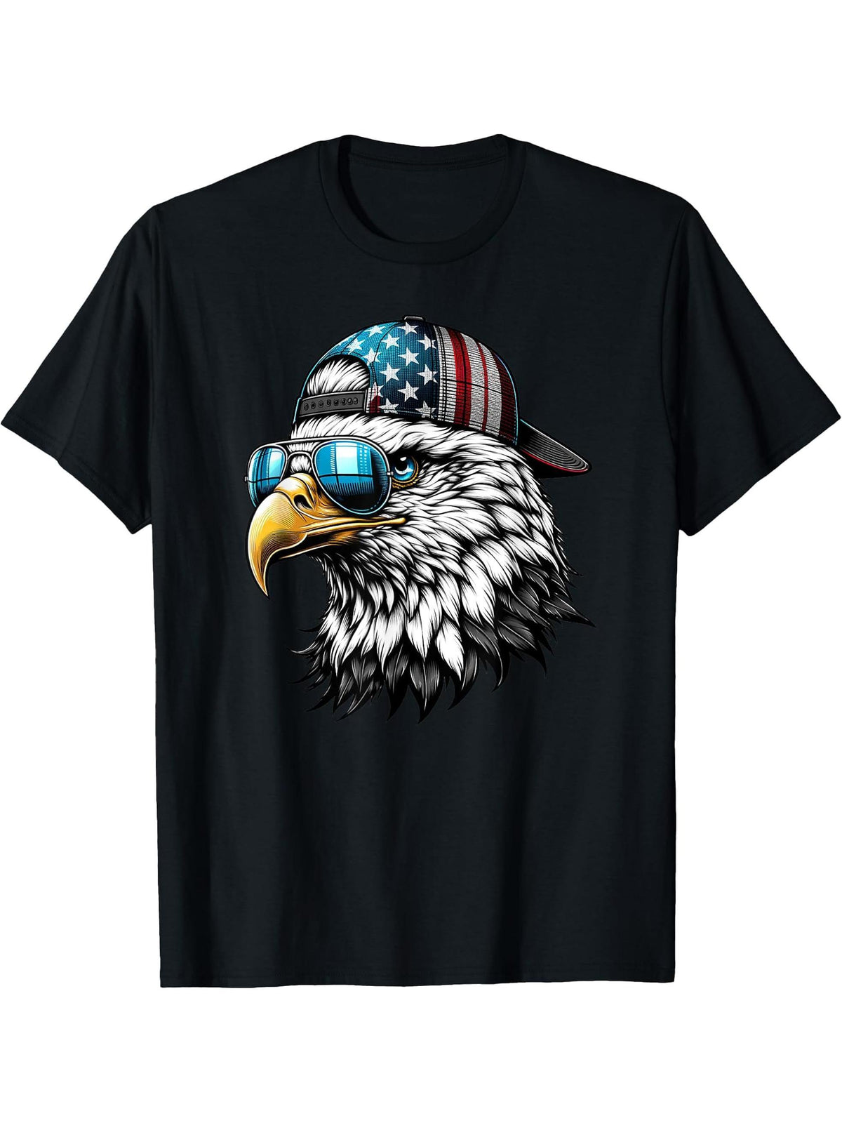 Cool Funny American Bald Eagle Inauguration Day men & women T-Shirt 180G 100% Cotton Printed Round Neck Short-Sleeve T-Shirt, Gifts for Men Dad Husband Grandpa, S-XXXL, Black