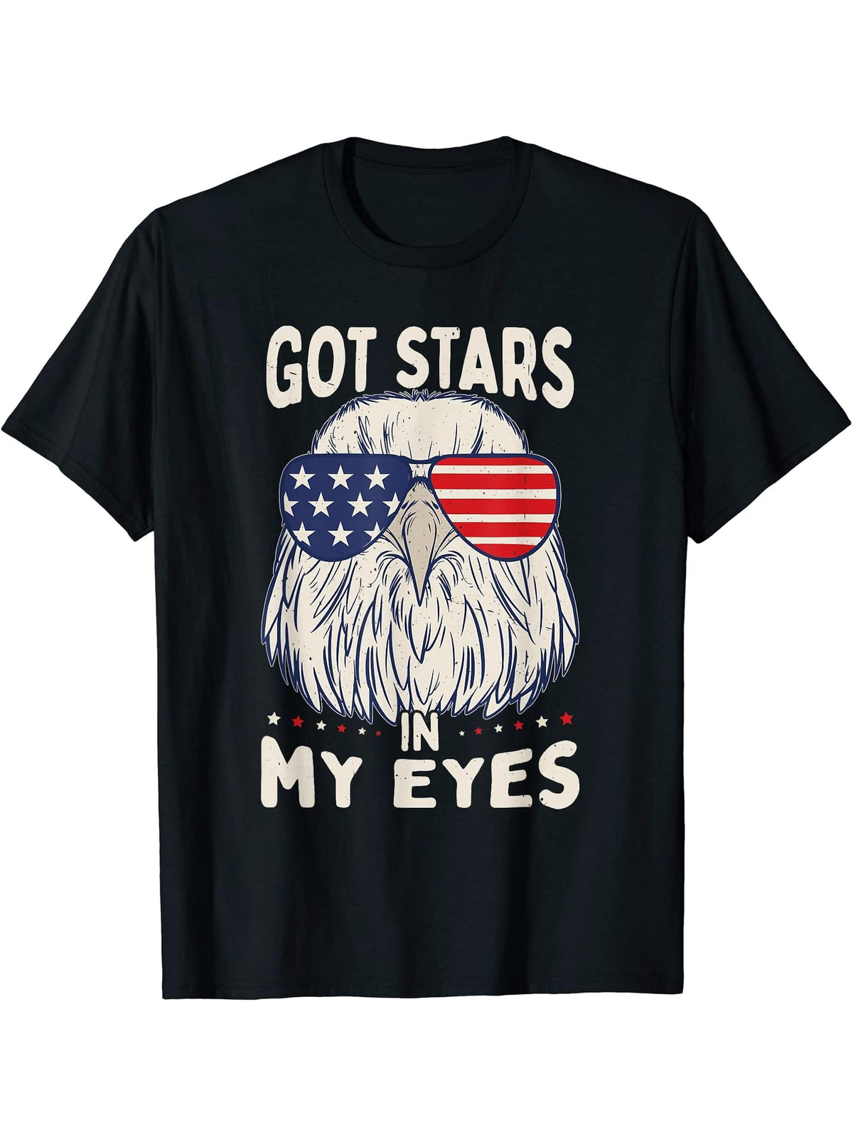 American Bald Eagle 4th July T-Shirt 180G 100% Cotton Printed Round Neck Short-Sleeve T-Shirt, Gifts for Men Dad Husband Grandpa, S-XXXL, Black
