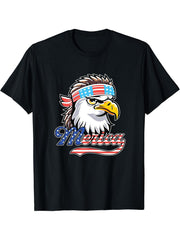 American Bald Eagle Eyes Shirt USA Flag Merica Patriotic Tee T-Shirt 180G 100% Cotton Printed Round Neck Short-Sleeve T-Shirt, Gifts for Men Dad Husband Grandpa, S-XXXL, Black