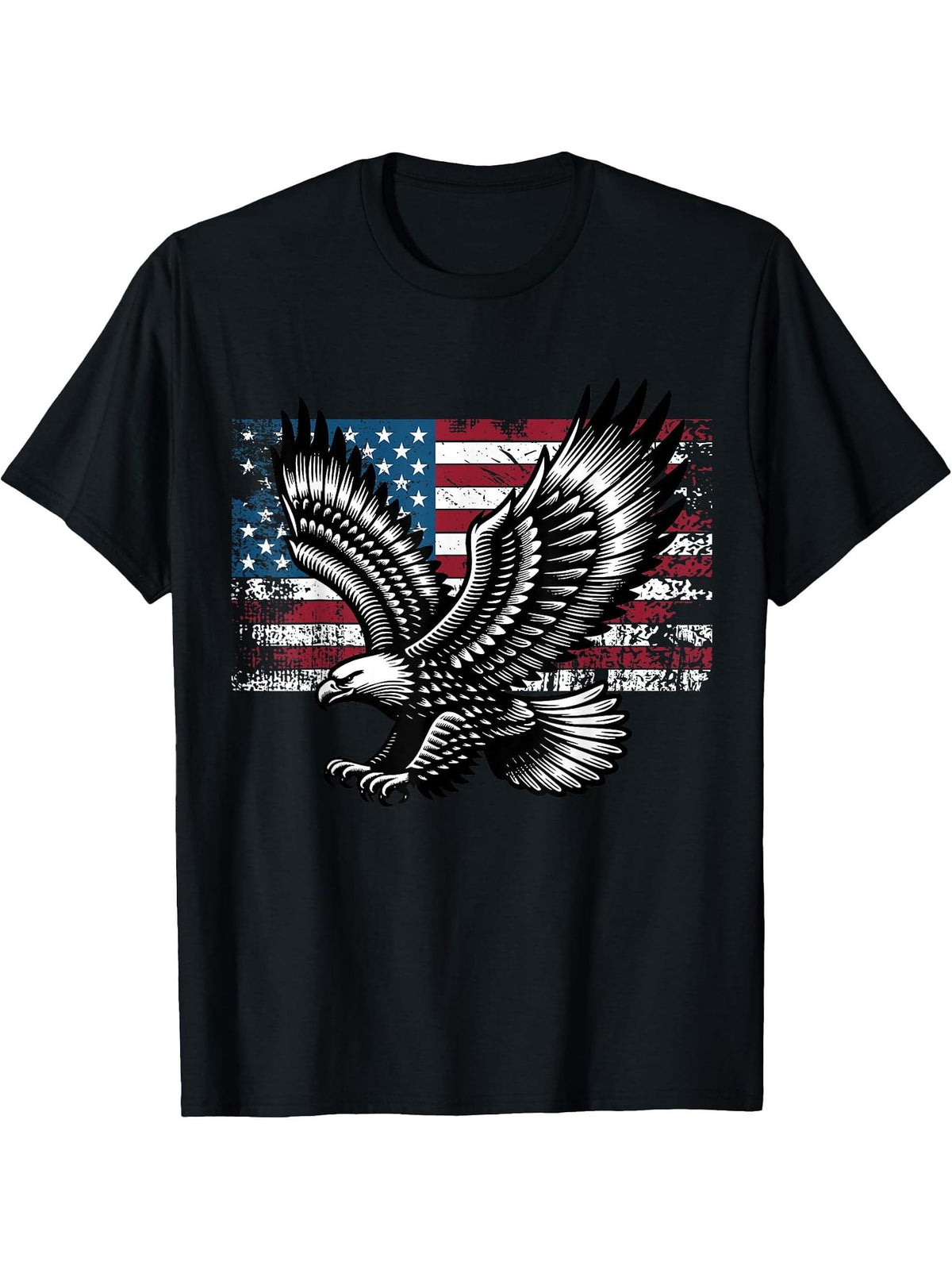 Bald Eagle T-Shirt 180G 100% Cotton Printed Round Neck Short-Sleeve T-Shirt, Gifts for Men Dad Husband Grandpa, S-XXXL, Black