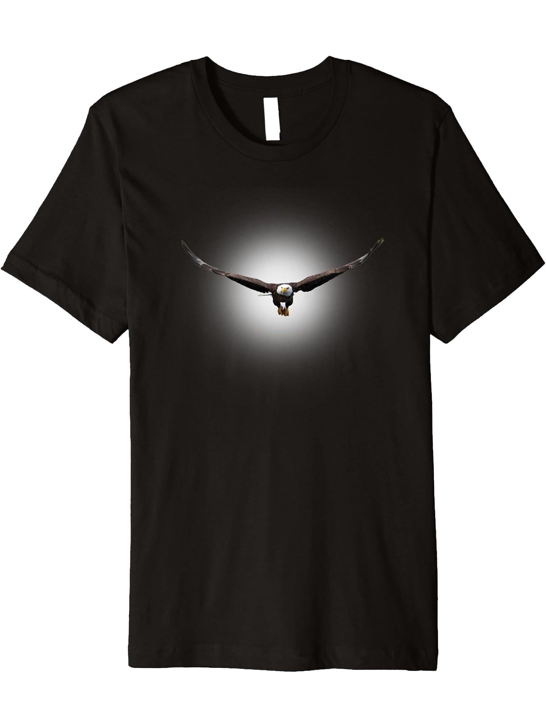 Cool Flying Bald Eagle Bird Animal Soaring in the Sky Eagle Premium T-Shirt 180G 100% Cotton Printed Round Neck Short-Sleeve T-Shirt, Gifts for Men Dad Husband Grandpa, S-XXXL, Black