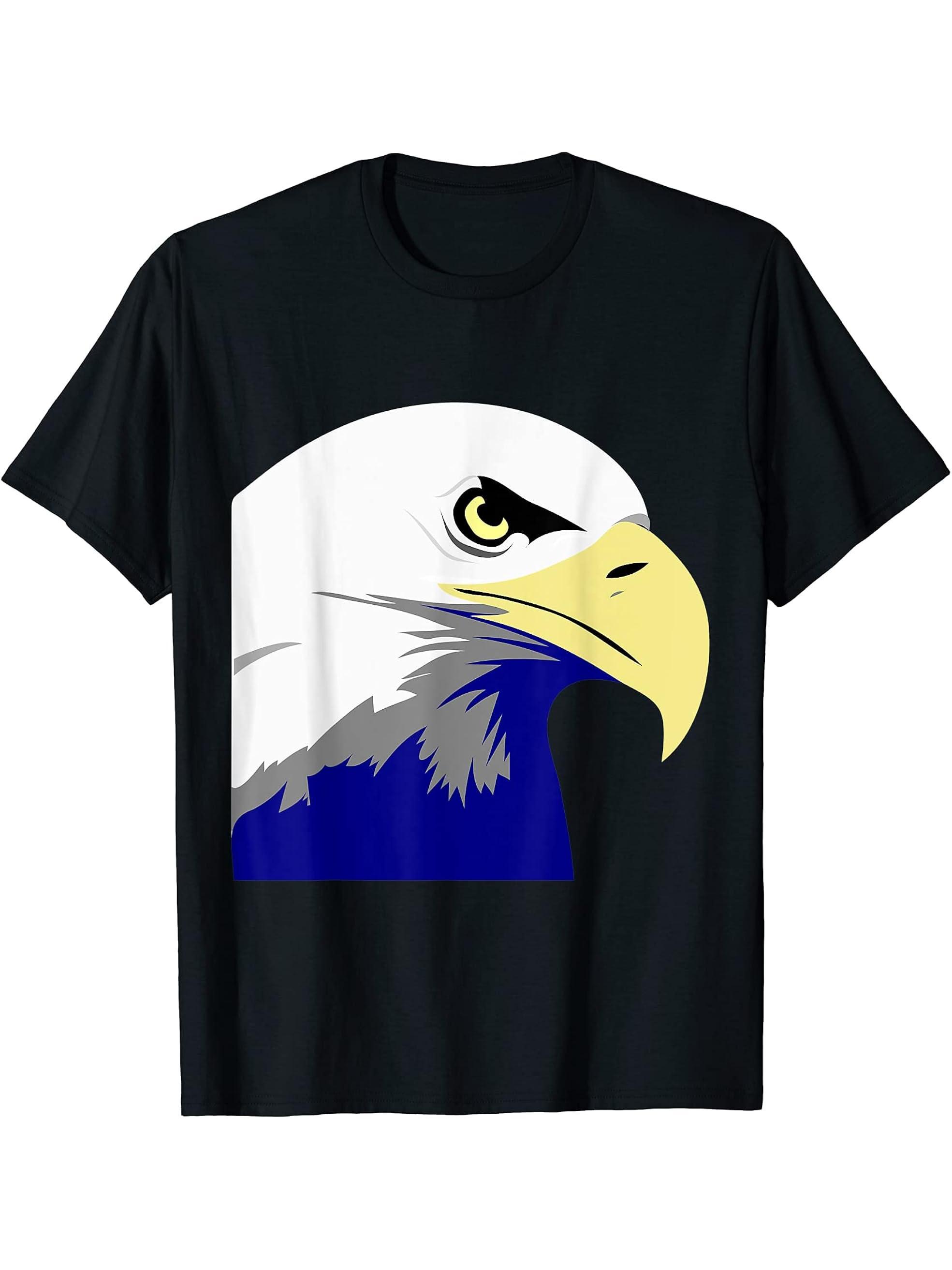 Eagle Bird United America Bald Blue State Unisex T-Shirt 180G 100% Cotton Printed Round Neck Short-Sleeve T-Shirt, Gifts for Men Dad Husband Grandpa, S-XXXL, Black