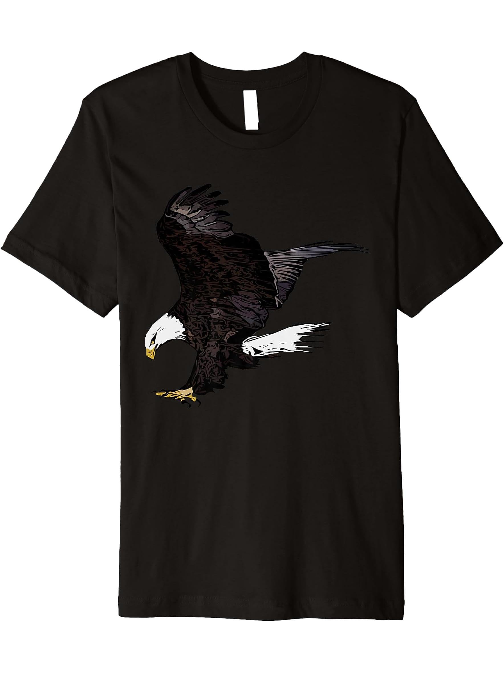 American imprint patriotic animal bald eagle motif Premium T-Shirt 180G 100% Cotton Printed Round Neck Short-Sleeve T-Shirt, Gifts for Men Dad Husband Grandpa, S-XXXL, Black