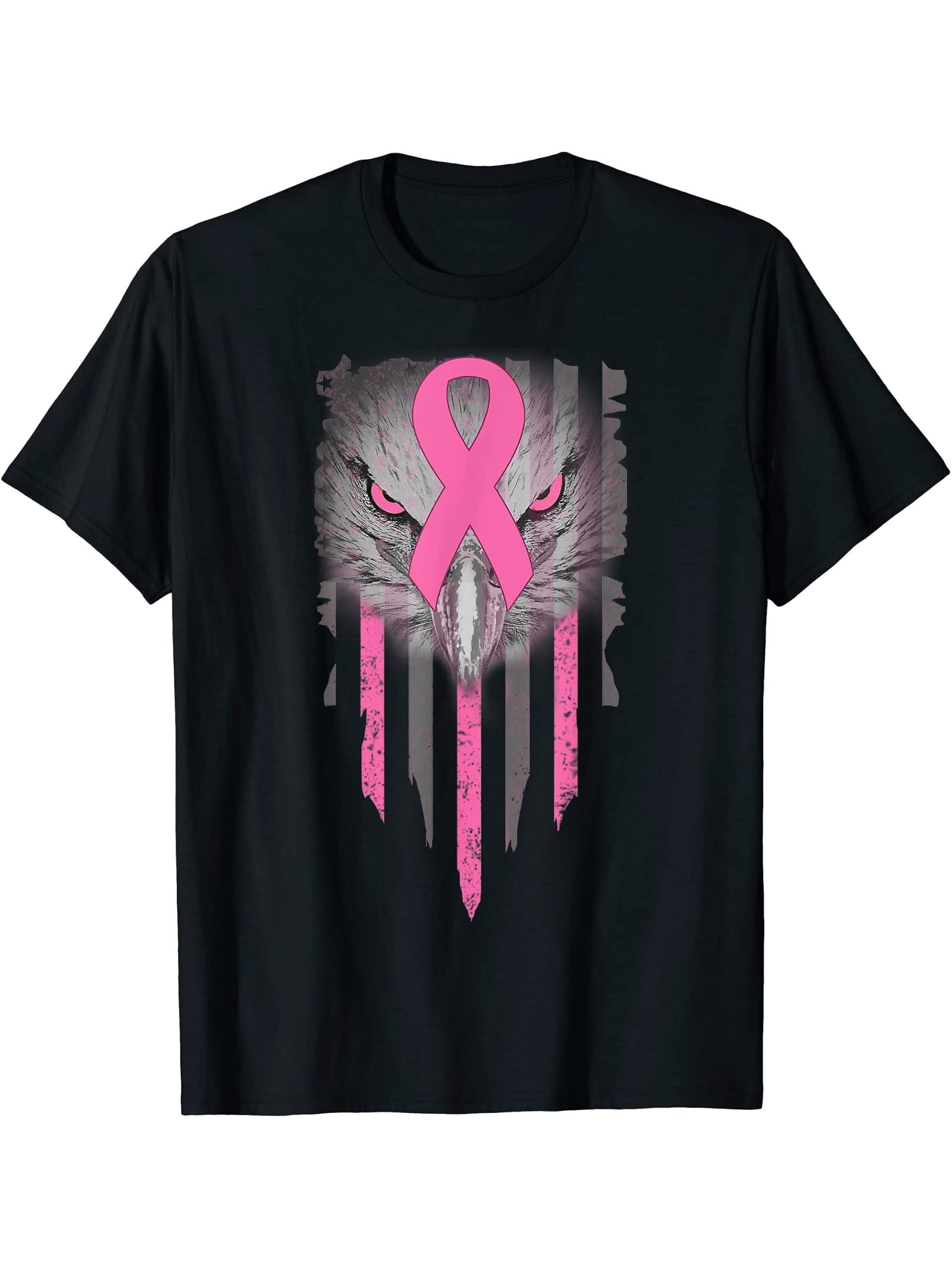 Breast Cancer Awareness T-Shirt 180G 100% Cotton Printed Round Neck Short-Sleeve T-Shirt, Gifts for Men Dad Husband Grandpa, S-XXXL, Black