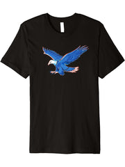 Flying Sourning Hunting American Bald Eagle Bird Gift Adults Premium T-Shirt 180G 100% Cotton Printed Round Neck Short-Sleeve T-Shirt, Gifts for Men Dad Husband Grandpa, S-XXXL, Black