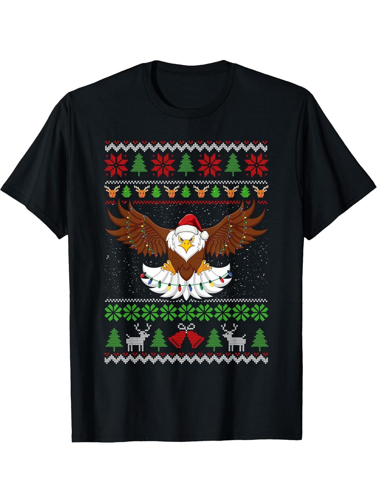 Eagle Bird Lover Family Matching Ugly Bald Eagle Christmas T-Shirt 180G 100% Cotton Printed Round Neck Short-Sleeve T-Shirt, Gifts for Men Dad Husband Grandpa, S-XXXL, Black
