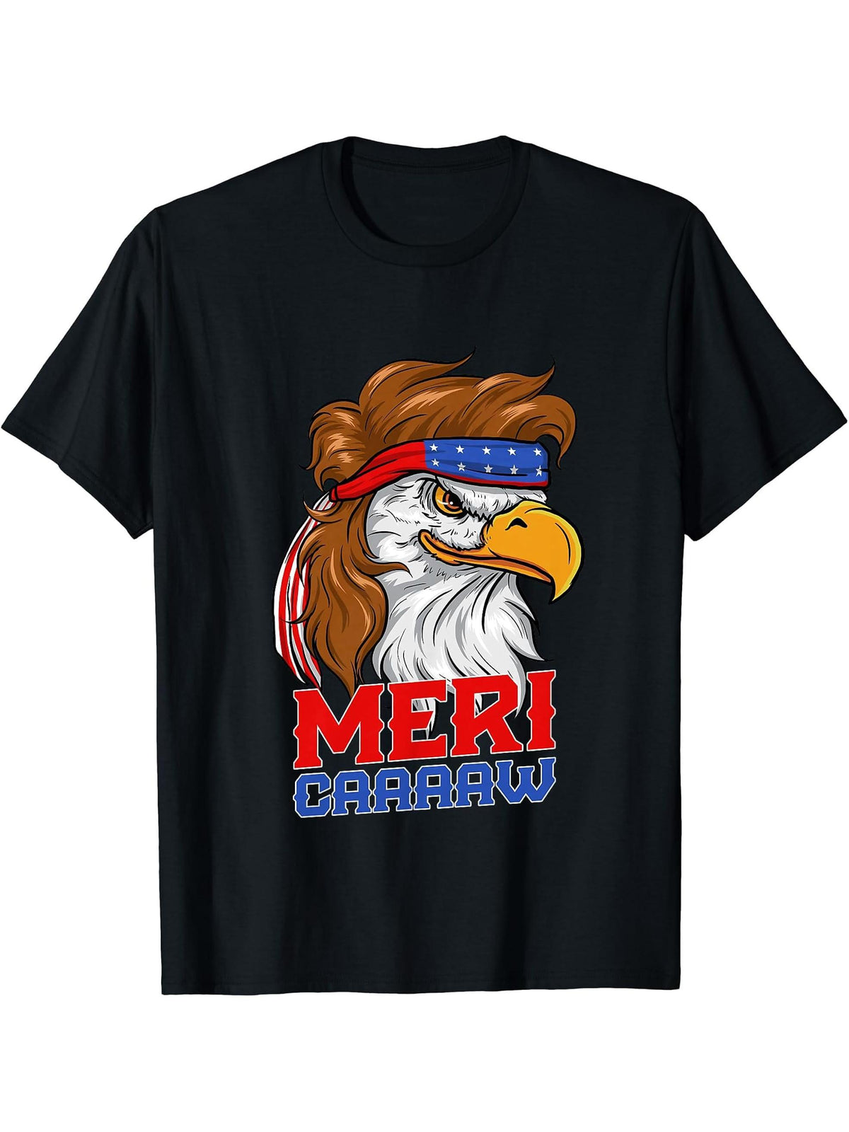 Bald Eagle Americaw 4th of July Patriotic USA American Flag T-Shirt 180G 100% Cotton Printed Round Neck Short-Sleeve T-Shirt, Gifts for Men Dad Husband Grandpa, S-XXXL, Black