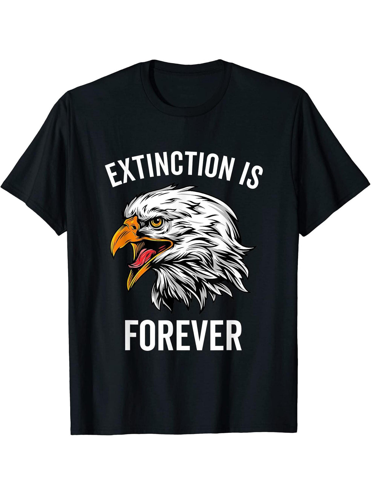 Extinction Is Forever Endangered Species Bald Eagle Gift T-Shirt 180G 100% Cotton Printed Round Neck Short-Sleeve T-Shirt, Gifts for Men Dad Husband Grandpa, S-XXXL, Black