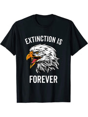Extinction Is Forever Endangered Species Bald Eagle Gift T-Shirt 180G 100% Cotton Printed Round Neck Short-Sleeve T-Shirt, Gifts for Men Dad Husband Grandpa, S-XXXL, Black