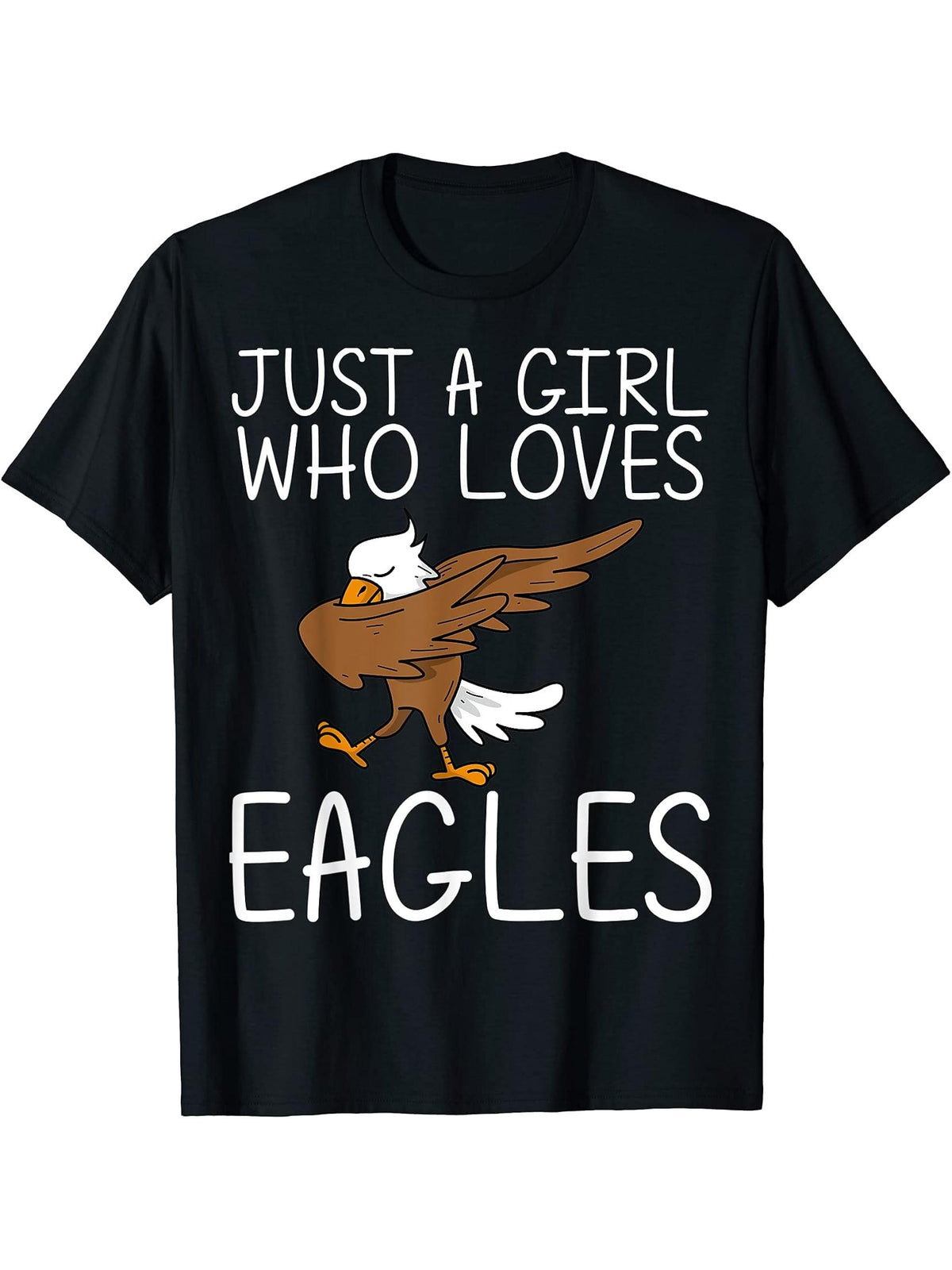 Cool Eagle For Girls Boy Girl Dabbing Bald Flying Animal T-Shirt 180G 100% Cotton Printed Round Neck Short-Sleeve T-Shirt, Gifts for Men Dad Husband Grandpa, S-XXXL, Black