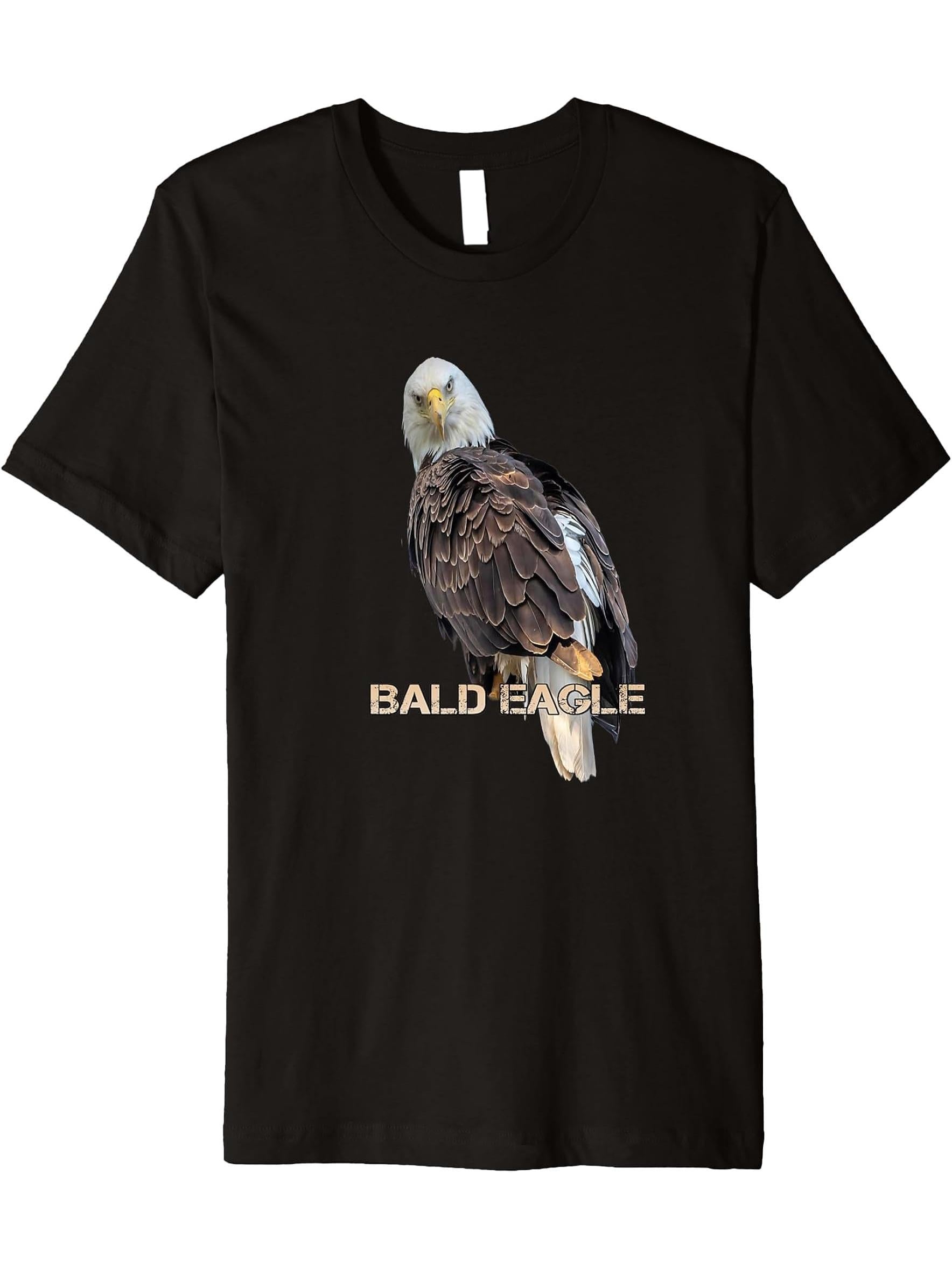 American Bald Eagle Premium T-Shirt 180G 100% Cotton Printed Round Neck Short-Sleeve T-Shirt, Gifts for Men Dad Husband Grandpa, S-XXXL, Black